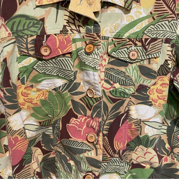 Coldwater Creek Tropical Button Down Jean Jacket Size L - Picture 4 of 13